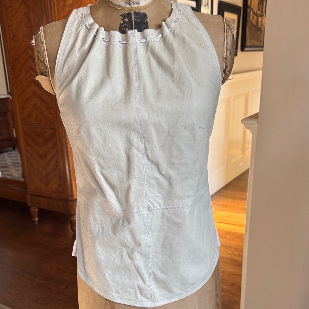 Leather light grey  Sleeveless Tank Top